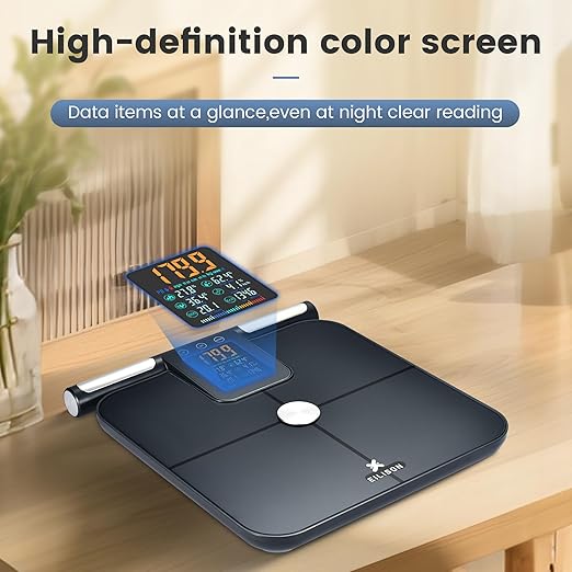 EILISON Smart Scale for Body Weight: 8-Electrode Precision Digital Bathroom Scale for Fat BMI 32 Muscle Body Composition Analyzer, Highly Accurate Weighing Machine, 400lbs (8 Electrode Grey Handle)