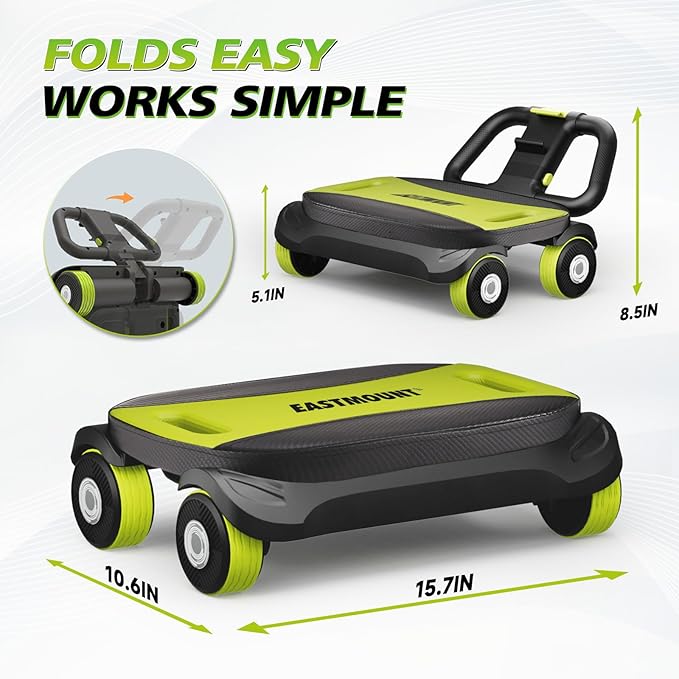 EAST MOUNT Ab Roller Wheel - Ab Roller with Elbow Support for Core Workout Belly Fat Automatic Rebound Abdominal Wheel for Women Men Home Gym Equipment