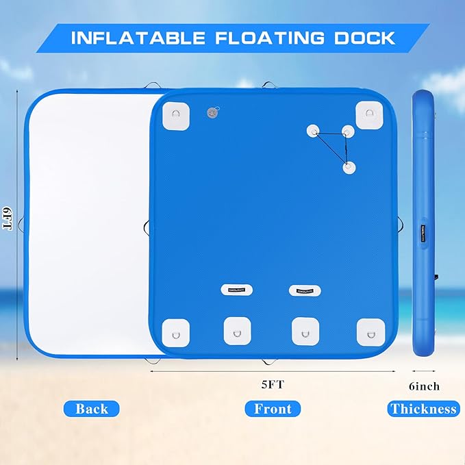 Inflatable Floating Dock, Swim Platform Floating Island Raft, Large Air Mat Inflatable Water Pad with None-Slip Surface for Lake Pool Beach Ocean