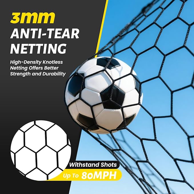 NAIZEA Soccer Goal - 12x6FT/16x7FT/10x6FT/8x6FT/6x4FT Soccer Goals for Backyard - Metal Soccer Goals for Youth Adult - Multiple Sizes Colors - Perfect for Games Indoor Outdoor Practice