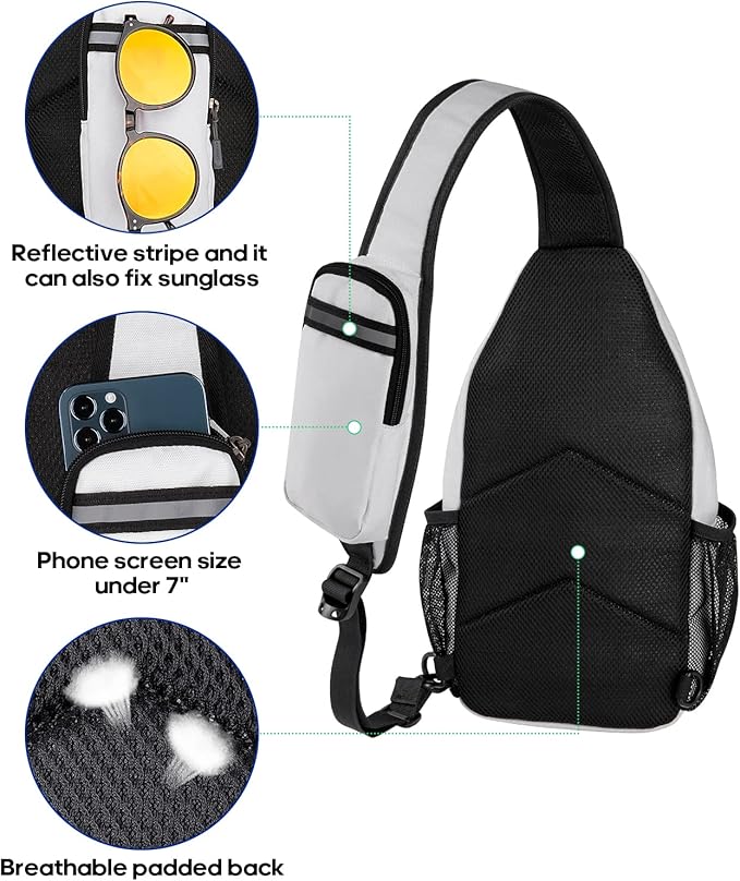 WATERFLY Crossbody Sling Backpack Sling Bag Travel Hiking Chest Bag Daypack