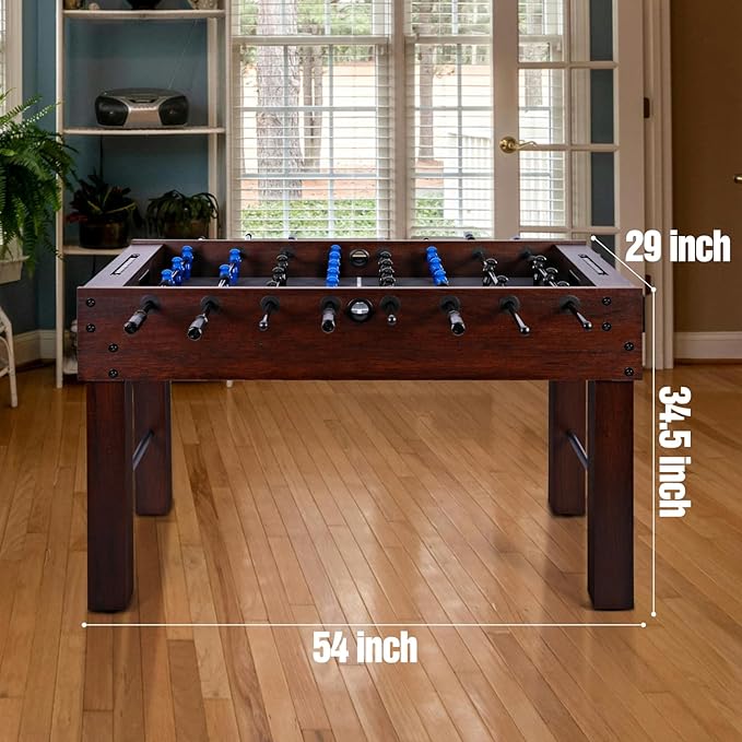 54 Inch Large Size Foosball Table for Adults, Competition Full Size Soccer Game Table with 2 Balls, Football Table Game Room