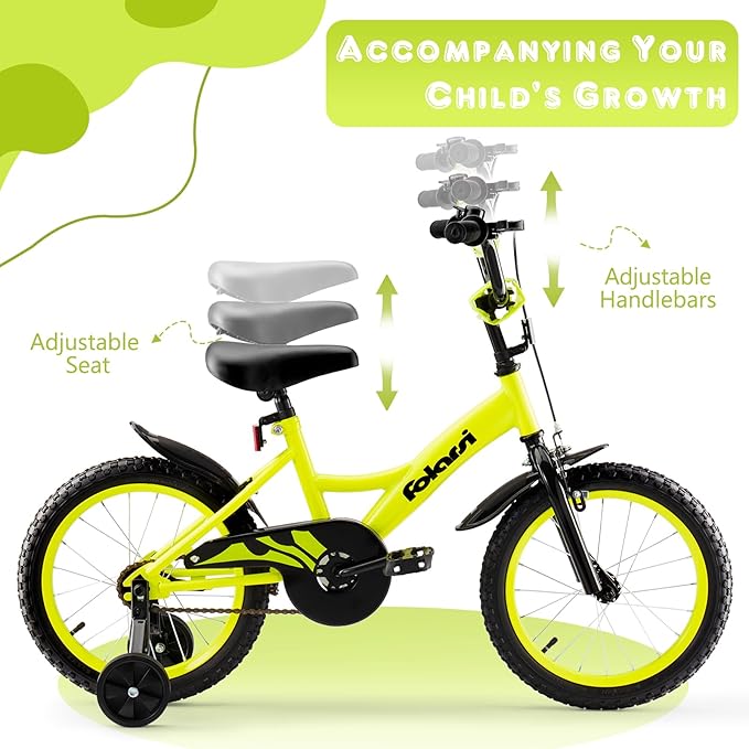 Kids Bike 14 16 18 Inch Bicycle for 3-9 Years Boys Girls Bike，Children's Bicycle with Bell Training Wheels, Multiple Colors