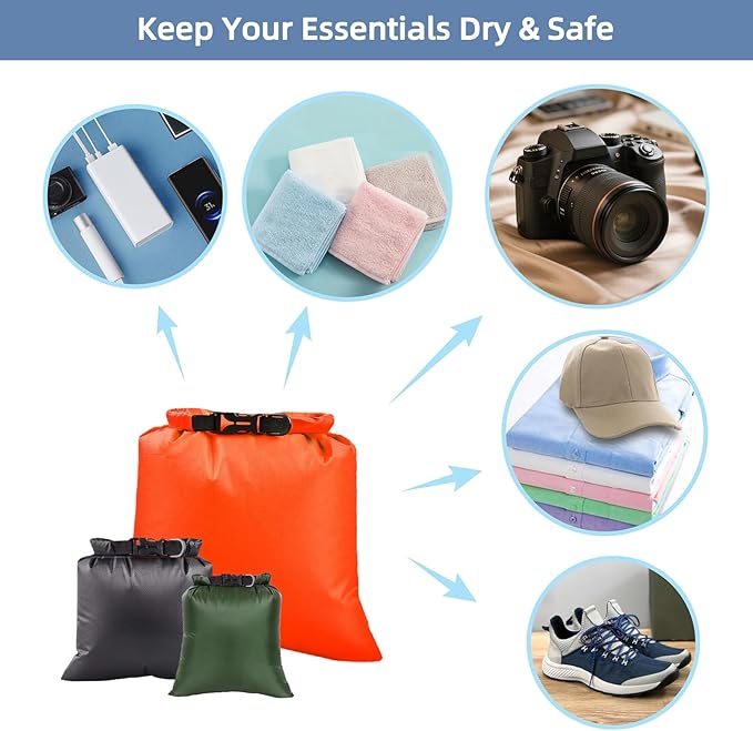 6PCS Dry Bags Waterproof, Lightweight Dry Bags for Kayaking Waterproof，Outdoor Waterproof Bag for Kayaking Hiking Boating Camping