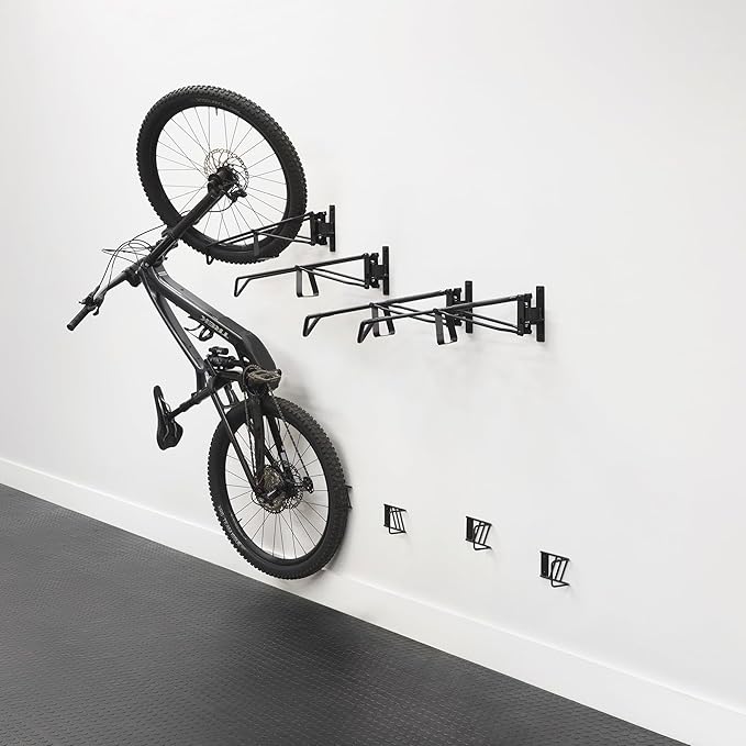StoreYourBoard SwivelStow Mountain Bike Storage – Heavy Duty Bike Hanger, No-Lift Bike Wall Mount for Garage Bike Storage, MTB and E-Bike, Holds 70 lbs, Patent-Pending