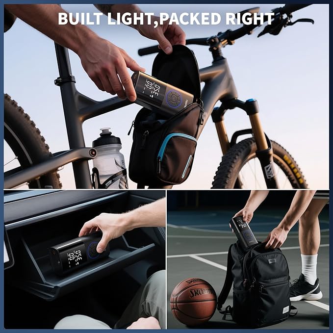 OlarHike Tire Inflator Portable Air Compressor, Long Range Battery, 160PSI Auto Air Pump for Car Tires, Bike,Bicycle, Motorcycles,Electric Pump with LED Light & Digital Pressure Gauge