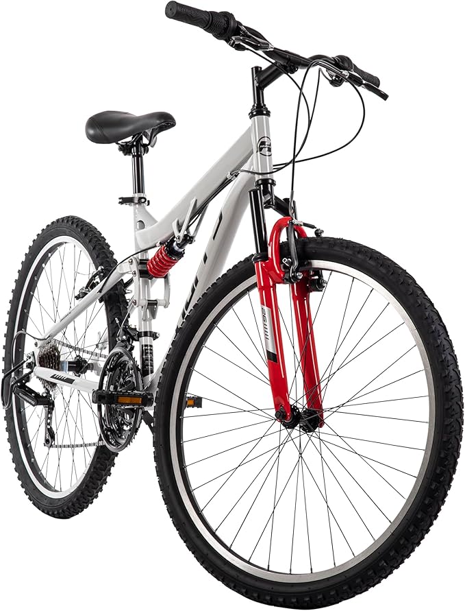 Huffy Stone Mountain Hardtail Mountain Bike for Boys/Girls/Men/Women, 20"/24"/26" Sizes, 6 or 21 Speed Shimano Twist Shifting, Front or Dual Suspension, Comfort Saddle, Sleek Colors