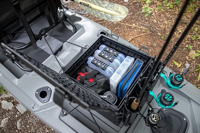 YakAttack BlackPak Pro 13" x 13" Fishing Crate with 3 Rod Holders - Black | Compact Tackle Storage Box & Gear Organizer for Kayaks | Lightweight, Durable & Customizable Marine Accessory | Made in USA