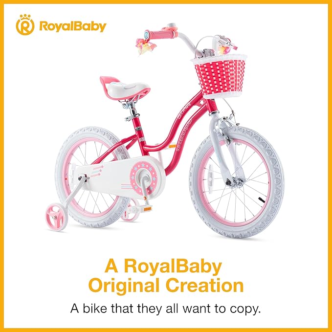 RoyalBaby Girls Bike EZ Bike Stargirl Training Free Balance to Pedal Easy Learning Bicycle, 12-20 Inch for Toddlers & Big Kids.