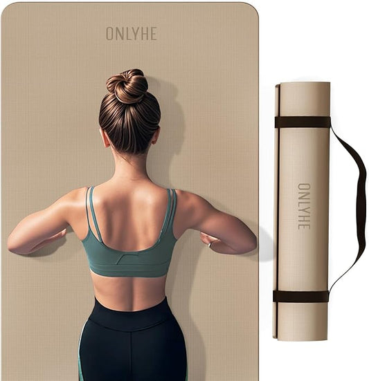 Yoga Mat Extra thick 8mm Exercise mat, Soft Lightweight TPE Fitness Mat with strap, High Elasticity, Anti-fatigue,non-slip mat for Women, Yoga, Camping, Travel, Gym & Outdoor | 72"L x 0.32"Th