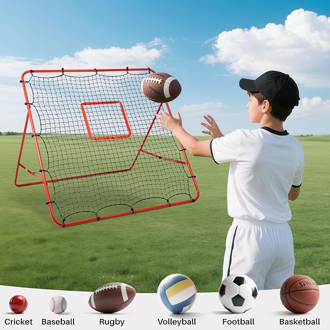 Soccer Rebounder Net - Portable Bounce Back Trainer for Soccer, Baseball, Softball & Lacrosse | Adjustable Practice Target Pitchback Net for Backyard Training Equipment Gift for Kids & Adults