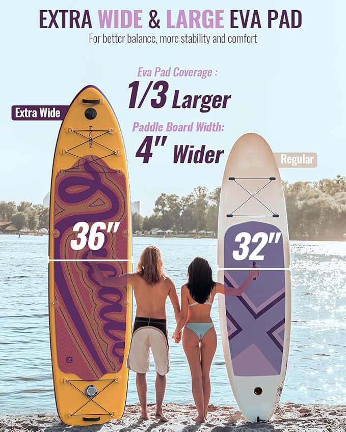 Inflatable Stand Up Paddle Board 12' with Kayak Seat & Dual Paddles – Premium SUP Board for Adults & Families Includes Kayak Conversion Kit, Pump, Leash & Accessories – Stable Wide Deck for Beginners