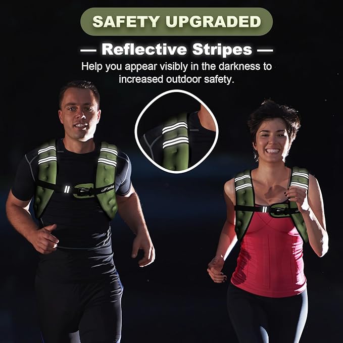 Weighted Vest 5lb/8lb/10lb/15lb/20lb/25lb/30lb Weight Vest Woman Men with Reflective Stripe, Rucking Running Vests for Women Workout Walking Strength Training Weight Loss Fitness Weightlifting