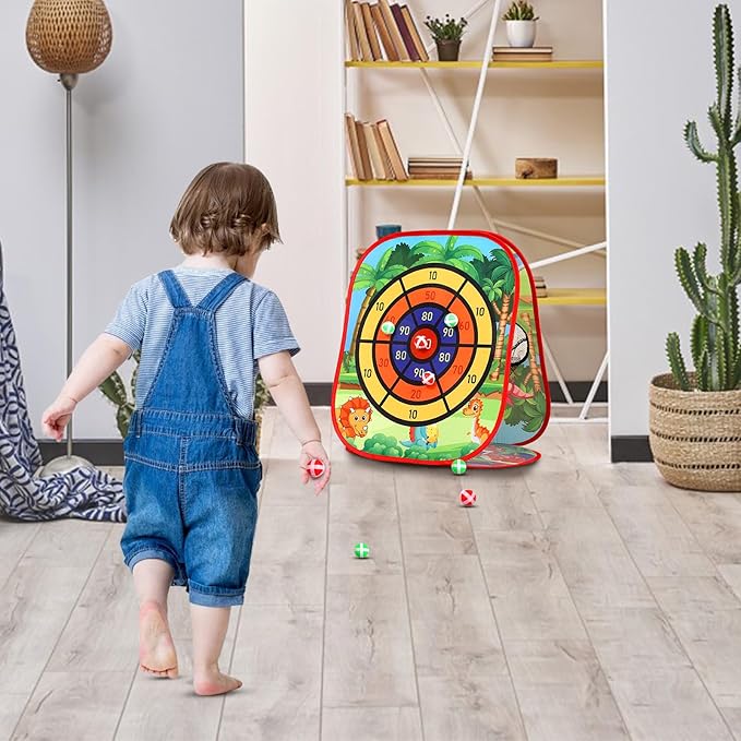 Bean Bag Toss Game for Kids/Double-Sided Foldable Cornhole Board/Backyard Beach Yard Outdoor Toys for Kids Ages 4-8/5-Second Setup/Party Supplies for Kids