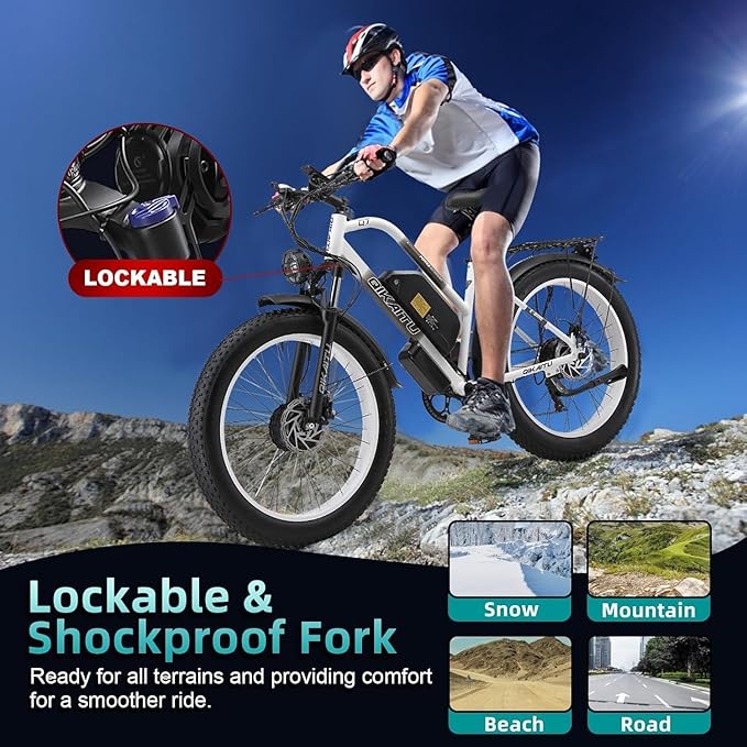 Q7 Peak 3000W Dual Motor Electric Bike - 60-Mile 48V 23Ah UL Certified eBike, 31MPH Fat Tire eBicycle with 5 Riding Modes, Hydraulic Brakes & LCD Display for Mountain/Snow/City