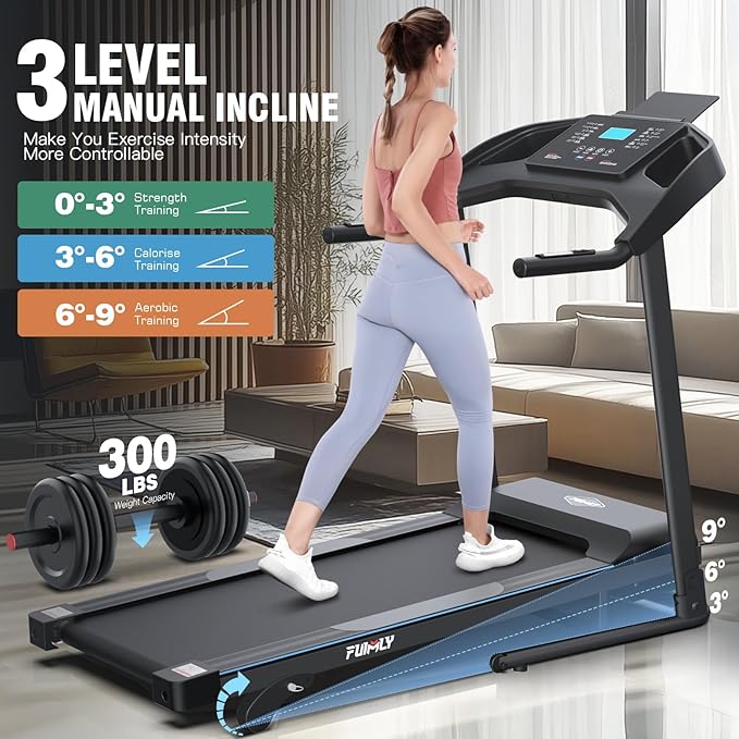 Incline Treadmill Foldable, Smart Portable Treadmills for Home with Body Fat Measurement & Heart Rate Sensor, 3.5HP Heavy Duty Folding Treadmill 400 LB Capacity with Silent Shock Absorption