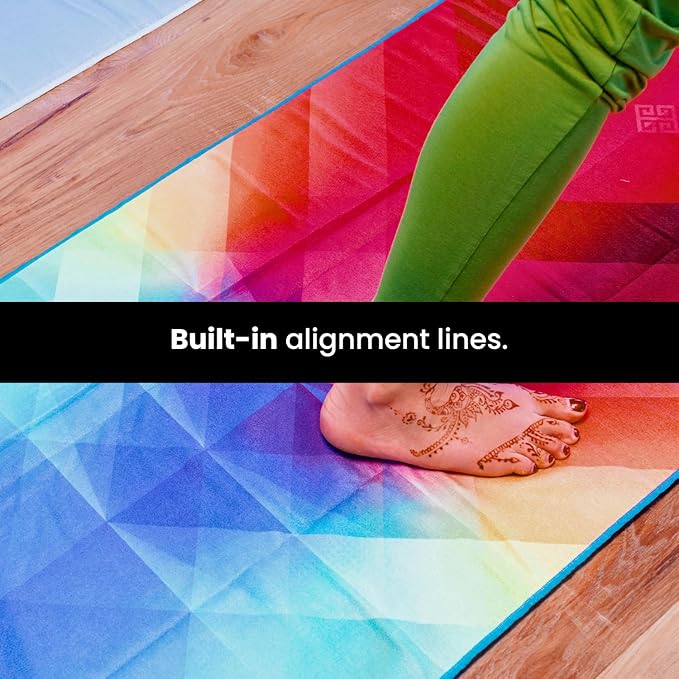 Yoga Drip Yoga Towel - Non Slip Hot Yoga Mat Towel With Corner Pockets, No-Skid Grip, and Built-in Alignment Lines | Soft, Moisture Wicking, and Sweat Absorbent | No Bunching, Stays in Place 72" x 25"