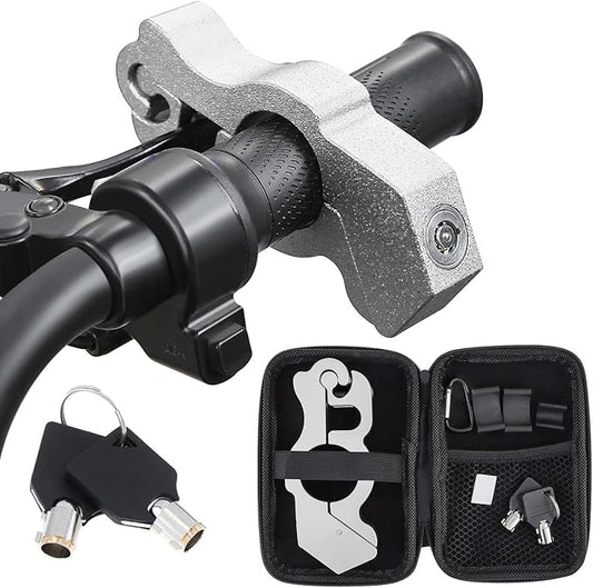 Windance Motorcycle Handlebar Lock Anti Theft Heavy Duty Brake Lever Parking Security Lock for Mopeds Motorbike Bike ATV (Silver)
