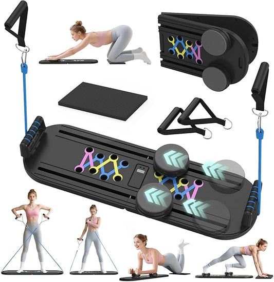 Pilates Board Pilates Reformer Set for Women, 4 in 1 Foldable Pilates Equipment with Timer, Portable Pilates Machine for Home Workout, Fitness, Exercise, Ab, Core