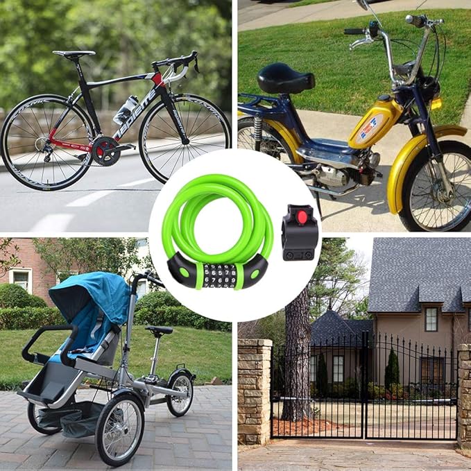 NDakter Bike Lock, 4/5.6 Feet Bicycle Cable, High Security 5 Digit Resettable Combination Coiling Bicycle Lock, Heavy Duty Anti Theft Cable with Mounting Bracket, 1/2 Inch Diameter (12mm)