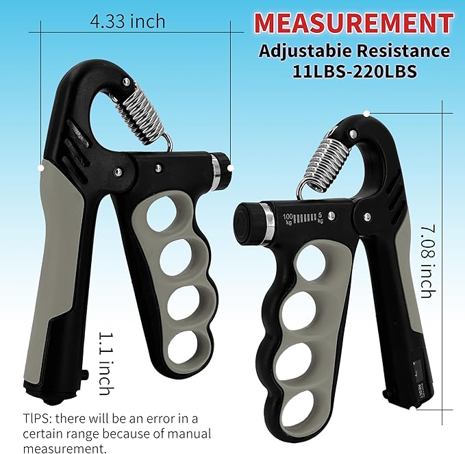 Senston Grip Strength Trainer 2 Pack - Adjustable 11-220Lbs (5-100KG) with Auto Counter, Hand Grip Strengthener, Forearm Exerciser for Athletes, Musicians, Gym, Home, Injury Rehab