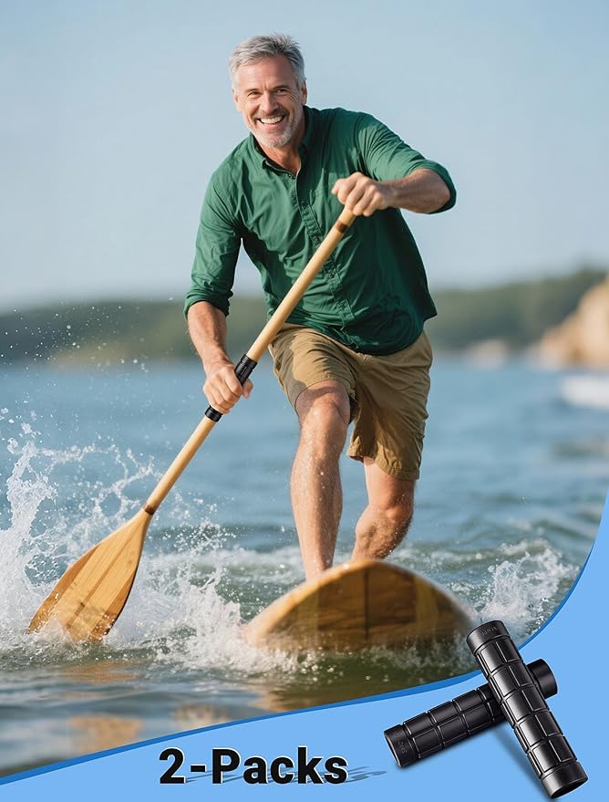 2-Packs Upgraded Kayak Paddle Grips, Non-Slip Silicone Kayaking Handle Wrap to Prevent Hand Blisters, Universal 1.18 Inches Removable Kayak Accessorie for Multiple Types of Detachable Oars