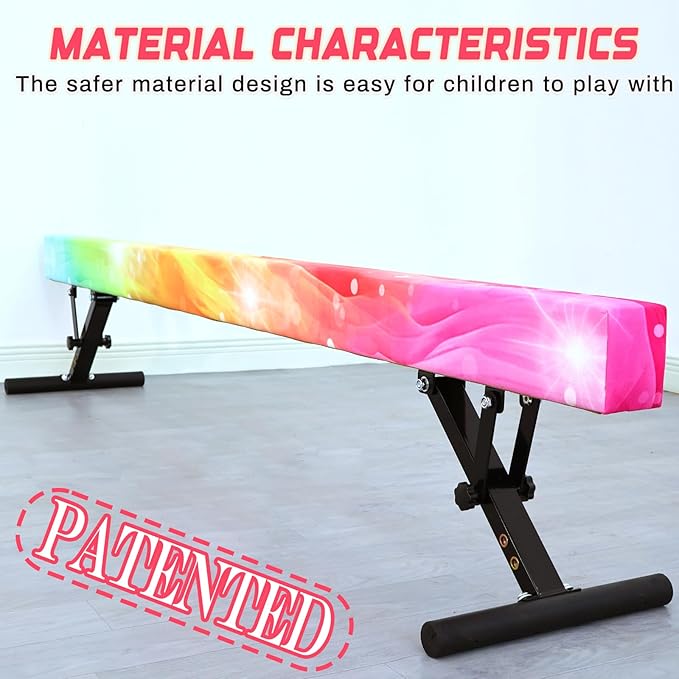 Adjustable Balance Beam Gymnastics Beam 8 FT Adjustable Height Beams for Kids, High and Low Floor Beams,Gymnastics Equipment for Kids Adults Training at Home and Gym Center