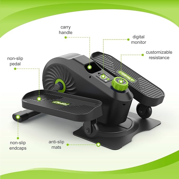 FUNMILY Under Desk Elliptical, Under Desk Bike Pedal Exerciser, Fully Assembled Leg Exerciser 2 in 1 Seated Standing Elliptical, Ultra-Quiet Mini Elliptical Machines for Home Office Use