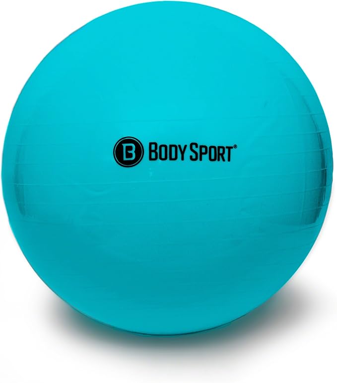 Body Sport Exercise Ball with Pump for Home, Gym, Balance, Stability, Pilates, Core Strength, Stretching, Yoga, Fitness Facilities, Desk Chairs