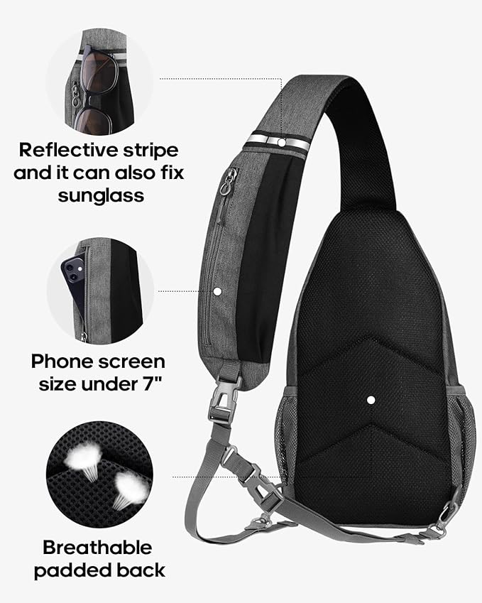 WATERFLY Crossbody Sling Backpack Sling Bag Travel Hiking Chest Bag Daypack
