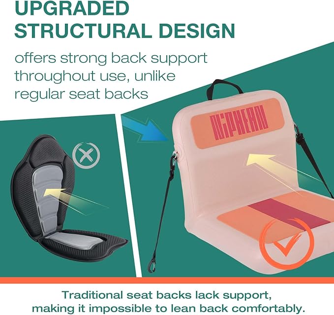Niphean Inflatable Kayak Seat with Back Support, Sturdy Paddle Board Seat for Inflatable Boards, Canoe Seat, Boat Seat, SUP Seat, Supportive Kayak Seats with Back Support for Versatile Use
