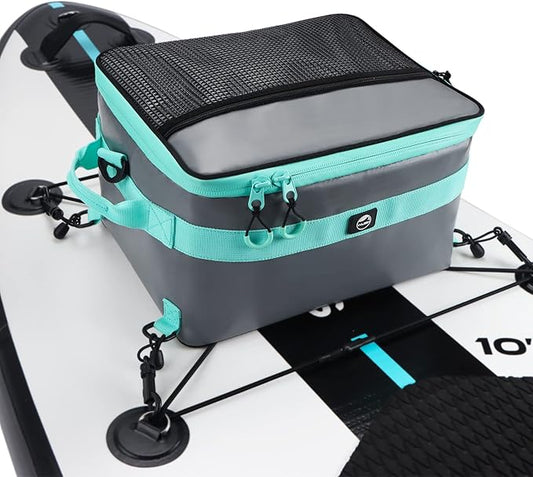 YVLEEN Waterproof Paddle Board Cooler, SUP Cooler Durable PVC Material Paddle Board Deck Bag with Mesh Top Pocket, Adjustable Straps, Super Capacity for Stand-Up Paddleboard and Kayak Accessories