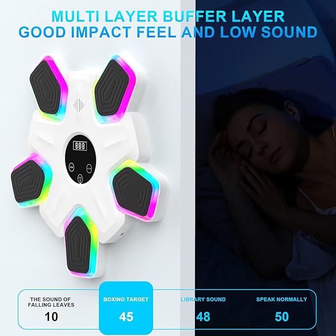 Music Boxing Machine, Intelligent Musical Punching Workout Trainer with 7 LED Color, Boxing Gloves, Smart Bluetooth, Agile Digital System and Wall-Mounted 2025 Newest Version