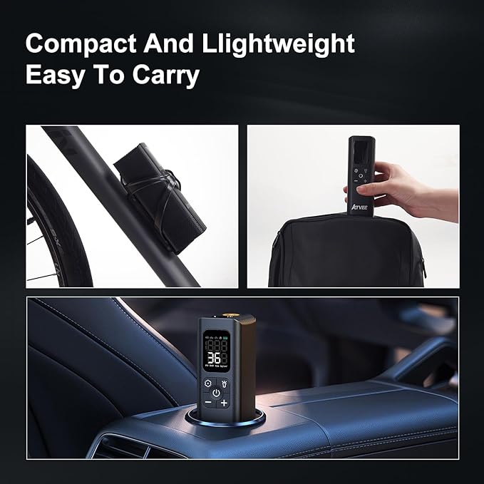 Bicycle Pump, 30s Fast Inflate Bike Pump with Gauge & Digital Display, 150PSI Portable Electric Bike Tire Pump with Presta & Schrader Valves for Road Bike, E-Bike