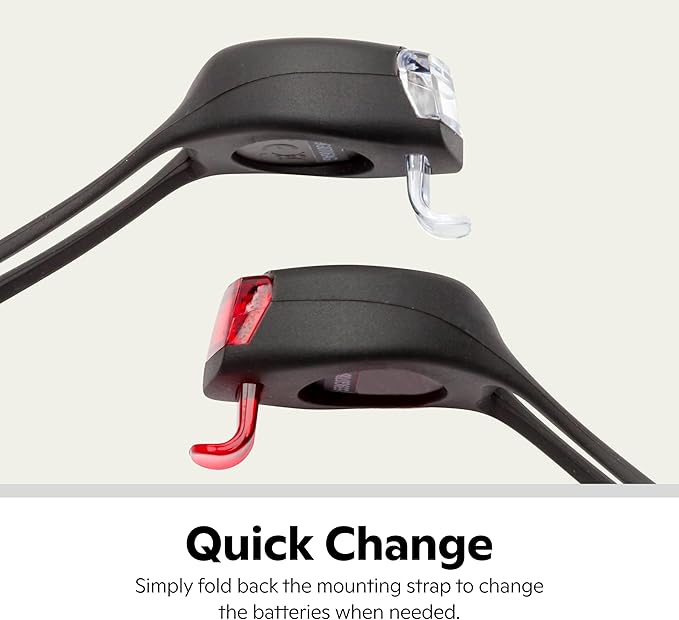 Schwinn Quick Wrap Bike Light Set, LED, 40 or 11 Lumen, Easy to Attach Headlight and Taillight, Tool-Free Install, Battery Operated, for City and Road Riding