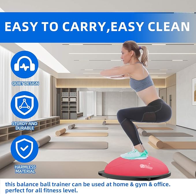 Balance Ball Home Workout Equipment, 27.5/31.5 inch Exercise Ball Balance Trainer, Stability Ball for Exercise, Half Balance Ball Strength Training Equipment for Cardio and Core Training