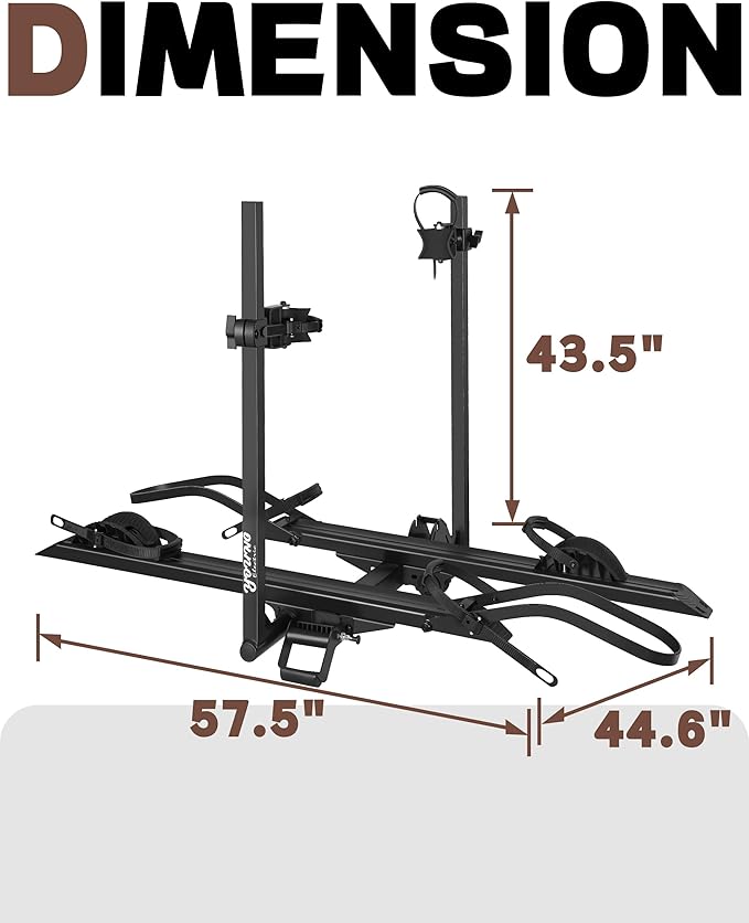 Young E-Bike Rack Hitch Mount Platform Style for Cars Trucks SUVs Minivans RV, fits E-Bike with Up to 5-inch Fat Tire, 200 lbs Capacity, Anti-falloff 360° Swirl Structure