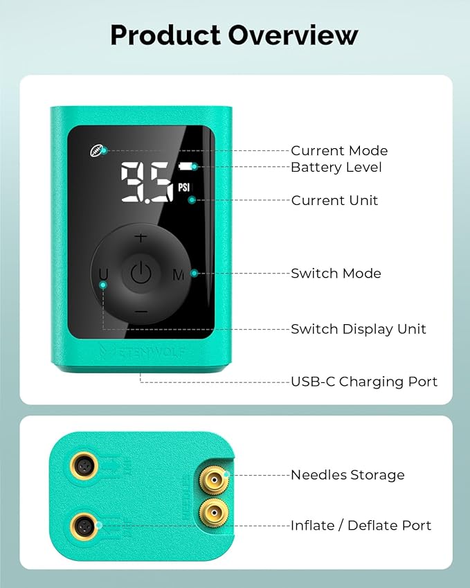 ETENWOLF Electric Ball Pump Inflation & Deflation 2-17PSI, Basketball Pump with Precise Pressure Gauge, Rechargeable Air Pump for Balls, Soccer Ball Air Pump