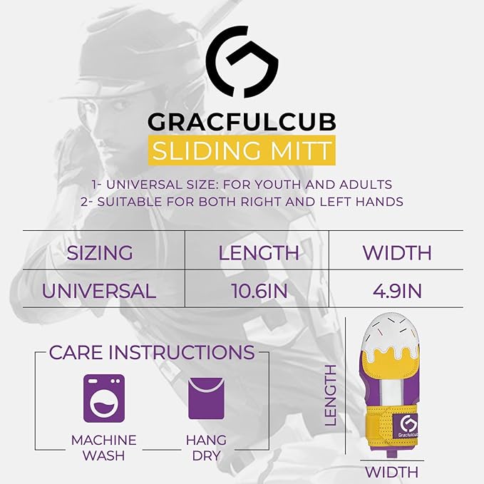 Gracfulcub Baseball Sliding Mitt, Baseball Glove Softball Guard, Ergonomic Design Protecting Fingers for Basic Base Running