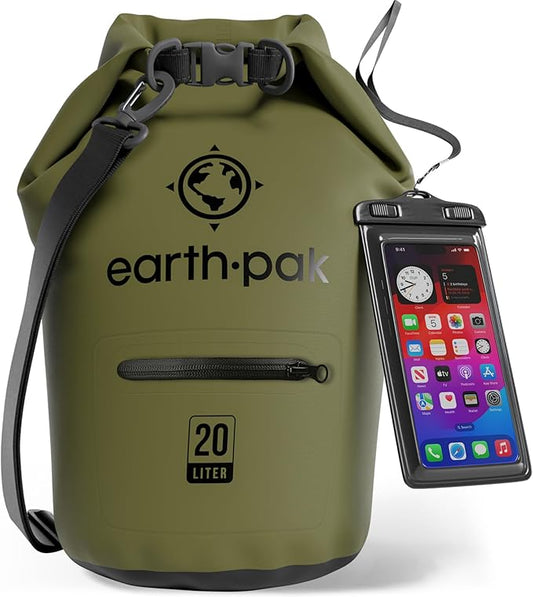 Earth Pak Waterproof Dry Bag with Zippered Pocket - Waterproof Dry Bag Backpack Keeps Gear Dry
