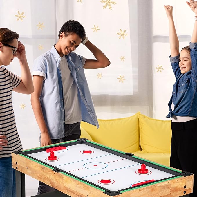GYMAX Multi Game Table, 10 in 1 Combo Game Table w/Foosball Table, Hockey, Pool Table, Ping Pong, Shuffleboard, Bowling & 4 Board Games, Game Tables for Game Room, Home, Family