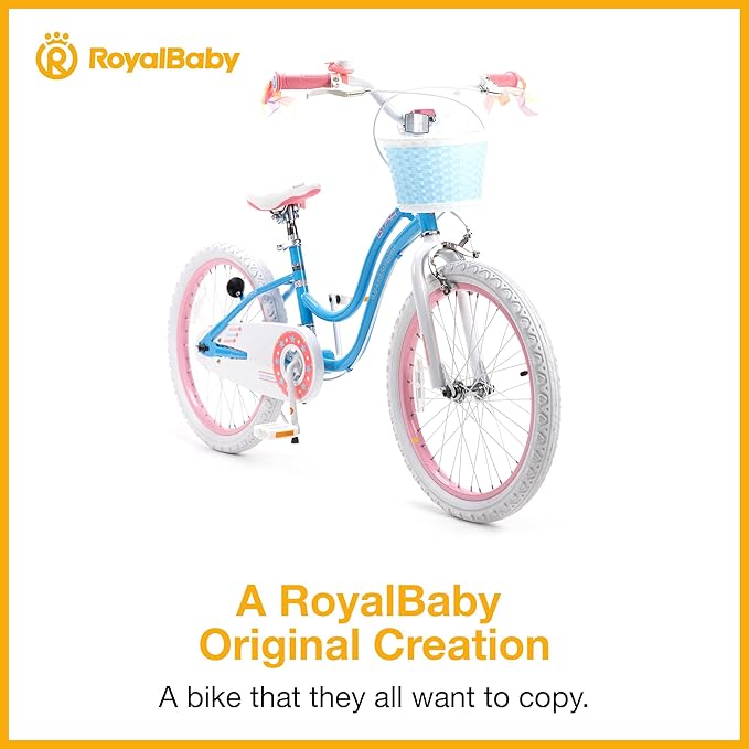 RoyalBaby Girls Bike EZ Bike Stargirl Training Free Balance to Pedal Easy Learning Bicycle, 12-20 Inch for Toddlers & Big Kids.