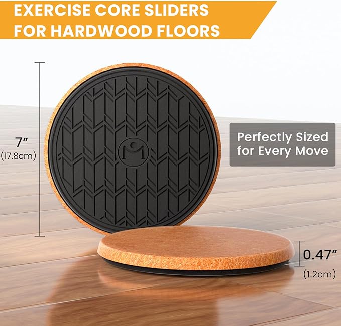 MUYOS Sliders for Working Out, Floor Sliders for Exercise, Sliding Discs for Hardwood Floors – Core and Strength Training, Protects Floors, Ideal for Home Gym Fitness