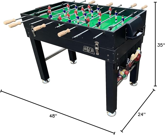 KICK Quad 48″ 4-in-1 Multi Game Table - Combo Game Table Set - Foosball, Billiards/Pool, Glide Hockey and Table Tennis for Home, Game Room, Friends and Family!