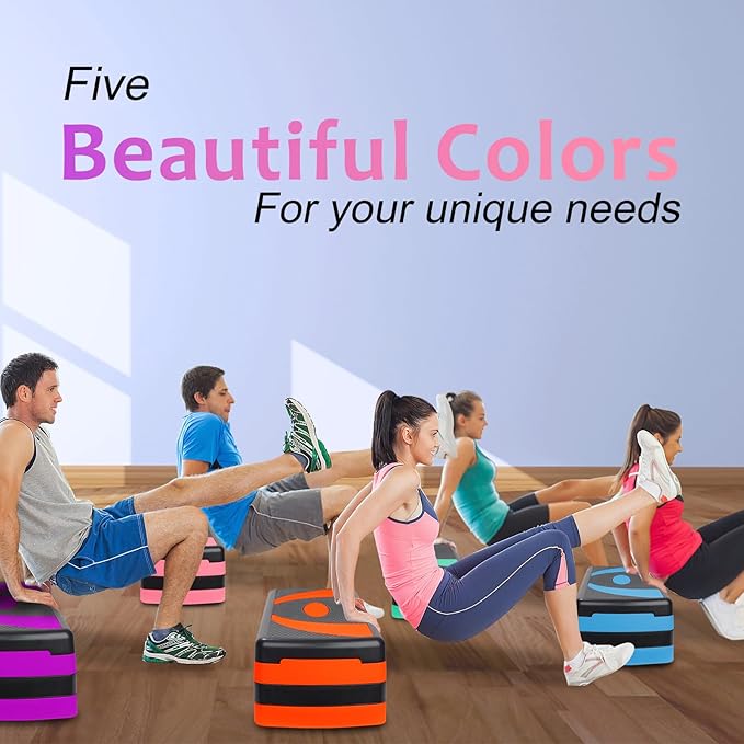 Exercise Workout Aerobic Step Platform Trainer, 31" Aerobic Stepper with 4"-6"-8" Adjustable Height Risers