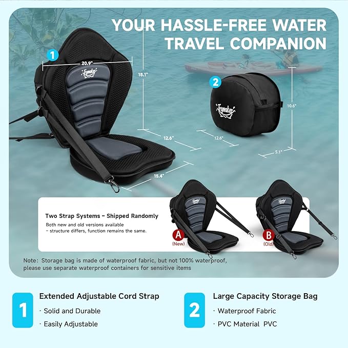 Kayak Seats with Back Support for Sit on Top, Universal Paddle Board Seat for Inflatable Paddleboard, Sup, Canoe