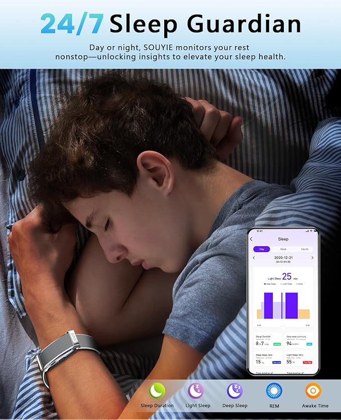 Smart Bracelet for Men Women, Health Activity Fitness Trackers, 24/7 Continuous Heart Rate/Blood Pressure/HRV/Stress Monitor, 24H Sleep Tracker, 170+ Sports Modes Smart Wristband with 2 Bands Free APP