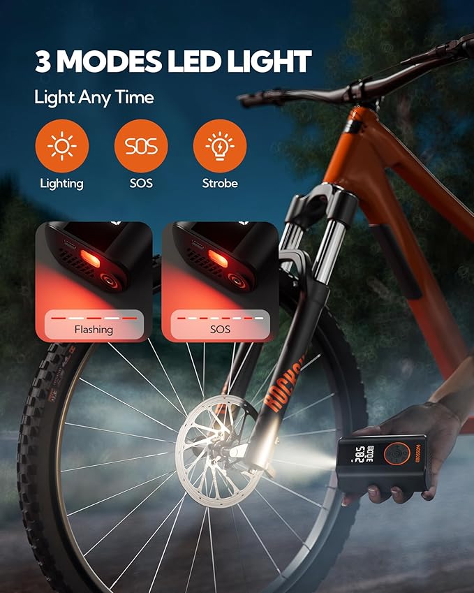 Tire Inflator Portable Air Compressor, 150 PSI Portable Air Pump for Cars-Mini Cordless Bike Pump with Pressure Gauge,Electric Tire Inflator with LED Light for Car Motorcycle Bikes Balls