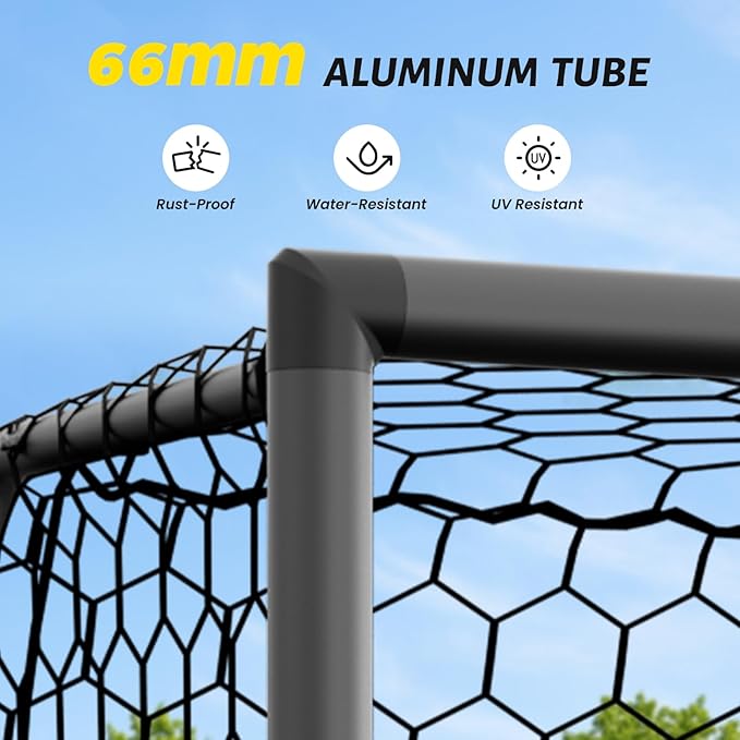 NAIZEA Soccer Goal - 12x6FT/16x7FT/10x6FT/8x6FT/6x4FT Soccer Goals for Backyard - Metal Soccer Goals for Youth Adult - Multiple Sizes Colors - Perfect for Games Indoor Outdoor Practice