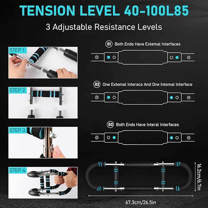 Twister Arm Trainer, 66-110lbs Adjustable Chest Expander, Forearm Enhanced Exercise, Shoulder Muscle Training Fitness Equipment, U-Shaped Power Twister Chest Workout Equipment